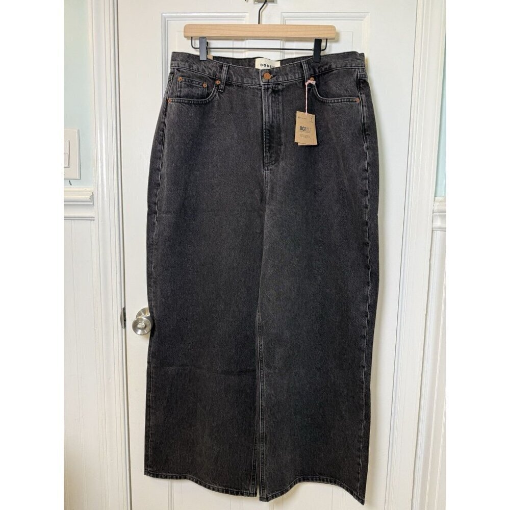 Boden Mid Rise Slouch Women’s Black Wide Leg Black Jeans W32 X 32L NWT RO322